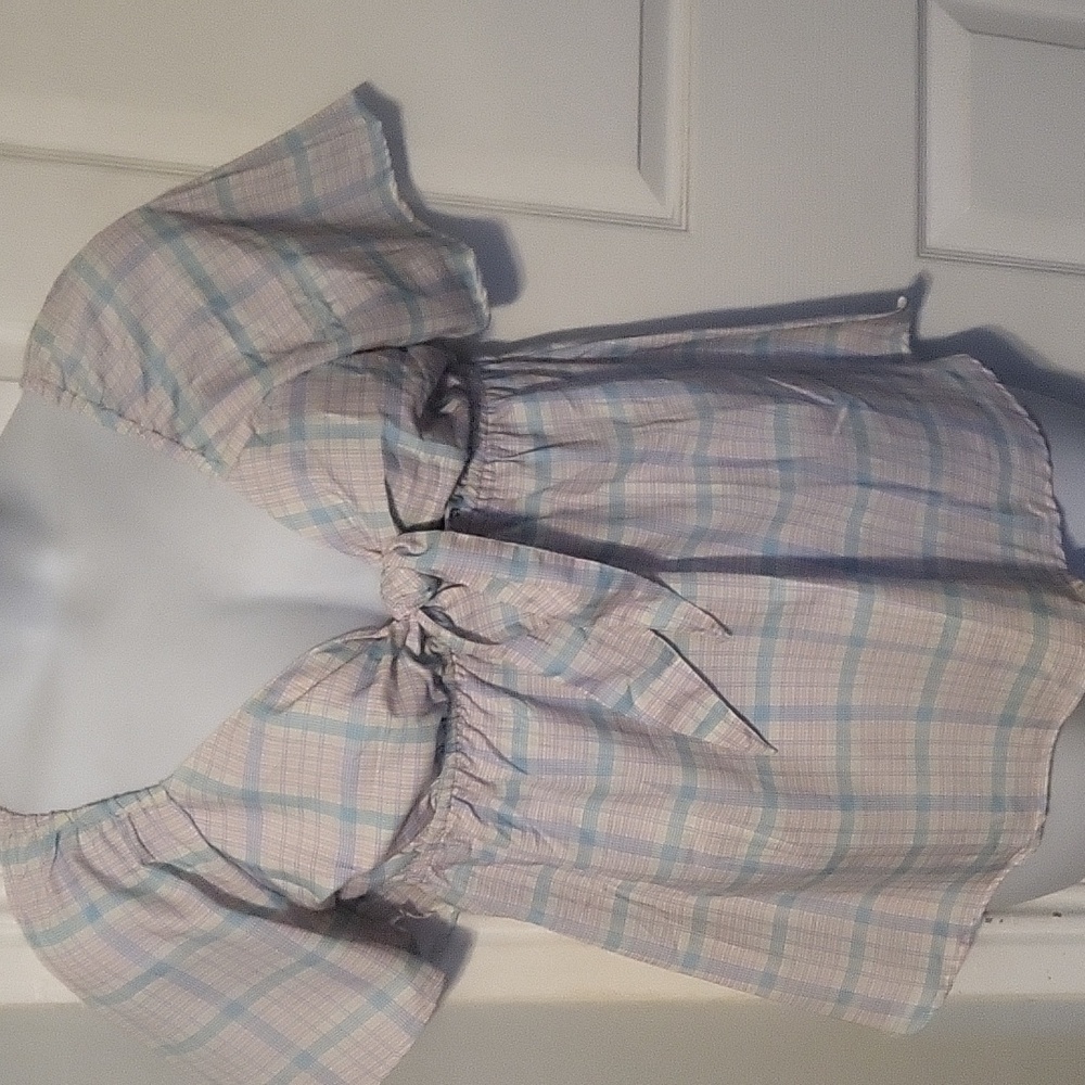 NWT Times Two Pastel Plaid Maternity Top